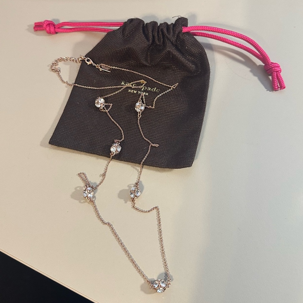 Kate Spade Rose Gold Necklace with Crystal Ball Studs